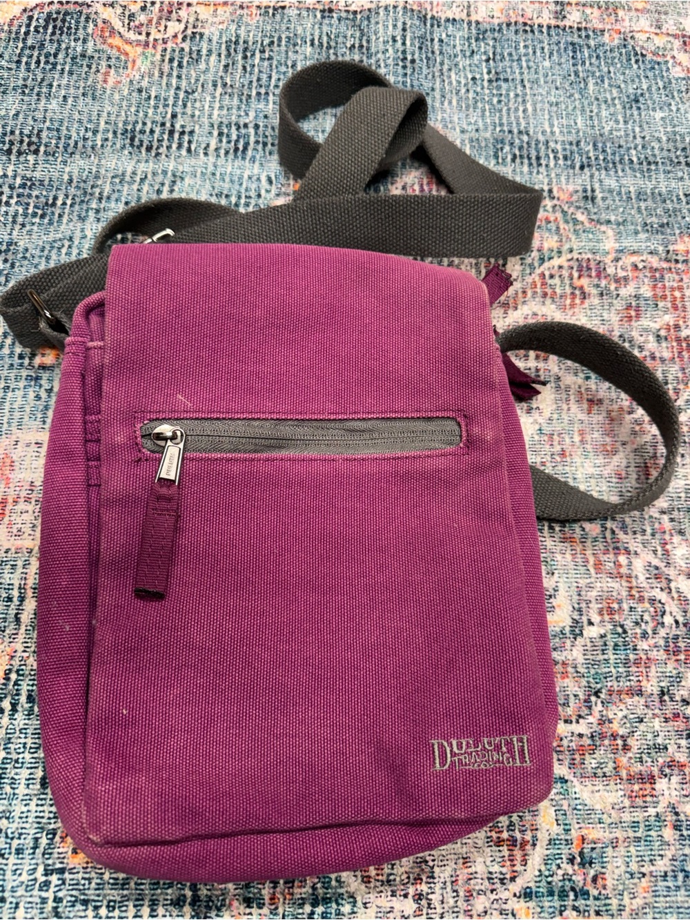 Duluth Trading Co Plum Crossbody with Black Strap